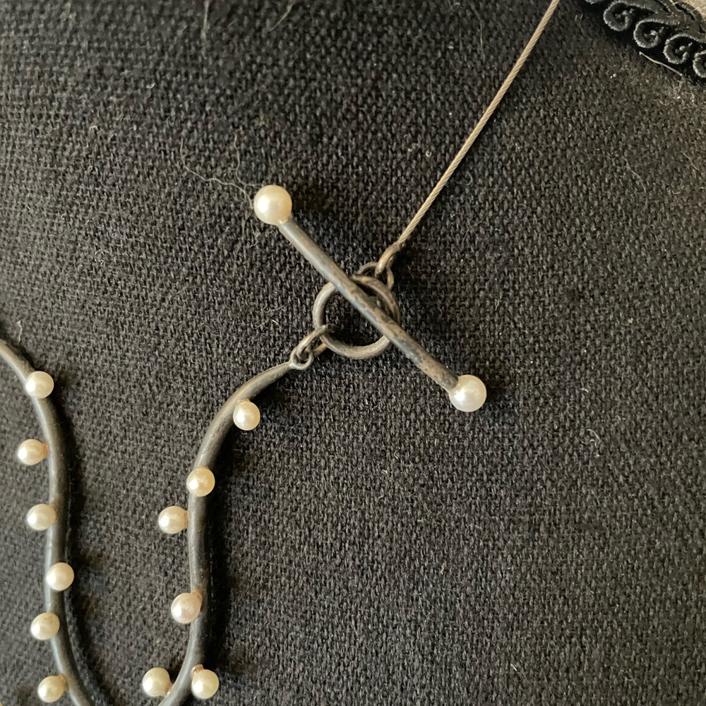 Vintage Kiwon Wang Silver Pearl and Paper necklace NYC - Picture 5 of 16
